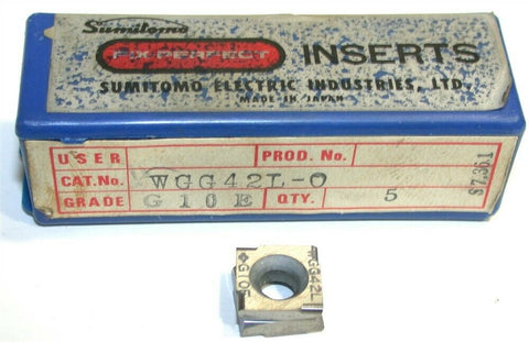 Lot of 5 New Sumitomo Ace-Fix Carbide Turning Inserts WGG42L-0 G10E