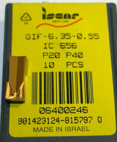 Lot of 10 New Iscar Carbide groove & turning inserts GIF-6.35-0.55 IC 656