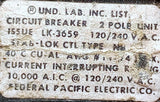 Federal Pacific NB320 3-Pole Stab-Lok Circuit Breaker 20A 120/240VAC 3PH Bolt-On