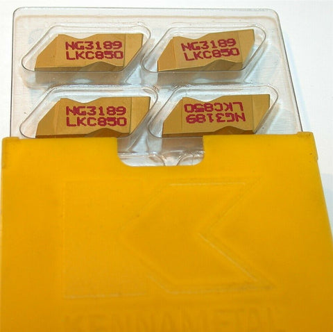 Lot of 4 New Kennametal Top Notch Tin Coated Grooving Inserts NG3189 LKC850