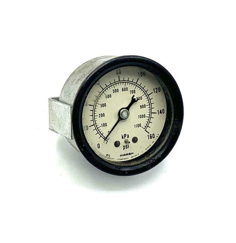 Marsh 0-160 PSI 0-1100 kPa Pressure Gauge 1/4" NPT Back Mount