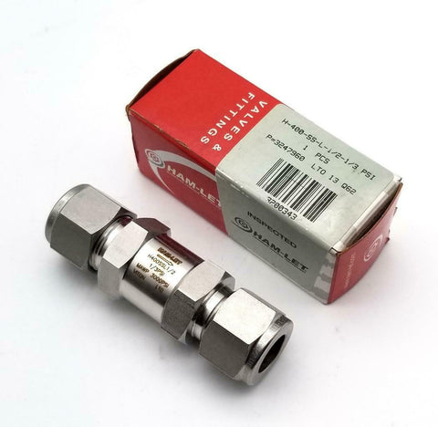 Ham-Let H-400-SS-L-1/2-1/3-PSI Stainless Steel Check Valve 3000 PSI