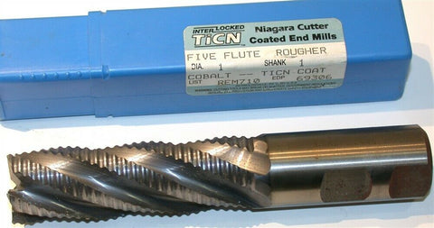Niagara Cutter 1" 5 Flute HSS Tin Coat Roughing End Mill REM710 69306 New