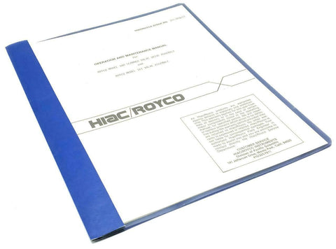 Hiac/Royco Model 160 Scanner Valve Drive Assembly Operating Manual