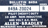 Allen-Bradley 849A-Z0D24 Pneumatic Timing Relay 10A 600VAC Max Non-Inductive