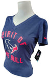 Nike Dri Fit Women's Houston Texans Spirit Of The Bull Navy Short Sleeve Shirt S
