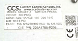 CCS 226A1706-P208 Dual Snap Pressure Switch 500 PSI