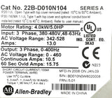 Allen-Bradley 22B-D010N104 PowerFlex 40 AC Drive Series A 4kW 5HP 3-Phase 480V