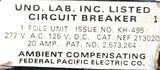 Lot of (5) Federal Pacific NEF213020 1-Pole Circuit Breaker 20A 240VAC 125VDC