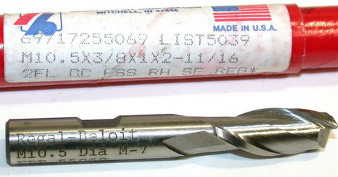 Up To 2 New Regal 10.5mm 2 Flute HSS End Mills 55069