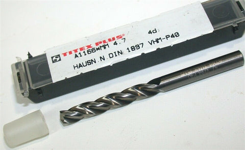 Titex Plus 4.7mm 3-flute Solid Carbide Drill A1166 VHM-P40 New