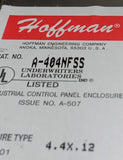 Hoffman A-404NFSS Industrial Control Panel Enclosure NEMA 04  SS 4" x 3" x 4"