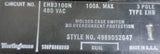 Westinghouse EHB3100N 3 Pole Circuit Breaker 100A 480VAC 3 PH Bolt-On