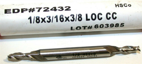 Up to 4 New Brubaker 1/8" Diameter 3/16" Shank 2 Flute HSS Double End Mill 72432