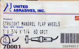 United Abrasive SAIT 70001 Mandrel Flap Wheel 1 x 3/4 60 Grit - Box of (25)