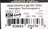 Siemens B325 3 Pole Circuit Breaker 25A 240VAC 3 PH 60HZ Bolt-On Mount