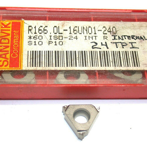 10 New Sandvik Threading Carbide Inserts R166.0L-16UN01-240 S10