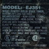 Intermatic EJ351 Solid State Programmable In-Wall Timer 15Min - 24Hr 120VAC