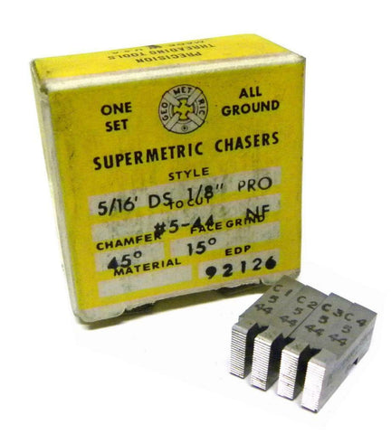 NEW SET OF SUPERMETRIC THREAD CHASERS 5/16" DS 1/8" PRO TO CUT #5-44 NF