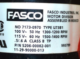FASCO 7173-0970 TYPE U73B1 MOTOR S206-00082-001 WITH FAN 100/115 VOLTS (4 AVAIL)