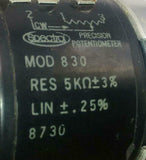 New Spectrol  830  Precision 3-Turn Potentiometer W/Duo Dial 5K Ohm