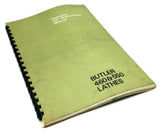 Butler Models 460 & 550 Lathes Operating & Maintenance Manual