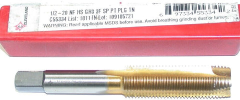 Cleveland Twist 1/2"-20 NF GH3 3FL TiN Coated Spiral Point Tap C55334 New