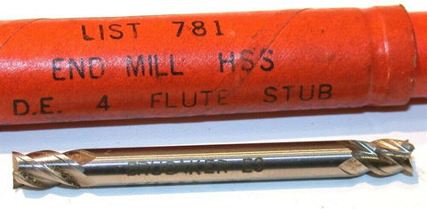 Up to 2 New Brubaker 3/16" Diameter 3/16" Shank 4 Flute Stub length HSS End Mill