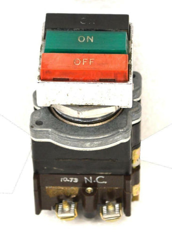 Cutler-Hammer E30EA Push Button On/Off W/ Indicating Light 1 N.O - 1 N.C 120 V