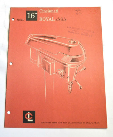CINCINNATI D-134 ROYAL DRILL 16" BROCHURE