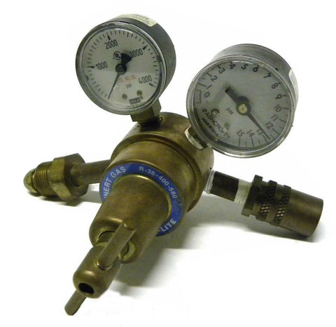 PREST-O-LITE R-36-400-580 INERT GAS DUAL GAUGE PRESSURE REGULATOR