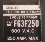 ITE Siemens F63F250 3-Pole Circuit Breaker 225A Trip 600VAC Type F6 Frame
