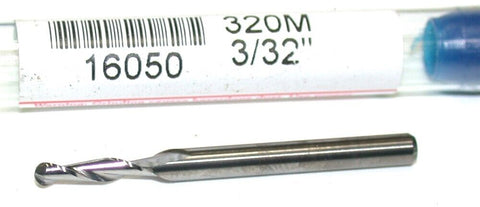 Garr Tool 2-Flute 3/32" Dia Carbide Spiral Flute Ball End 16050 New