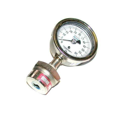 ASHCROFT DURALIFE PLUS  BOTTOM MOUNT AIR PRESSURE GAUGE 1/4 NPT 0-60 PSI