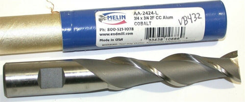 Up to 2 New Melin 3/4" Diameter 3/4" Shank 2 Flute Cobalt End Mill AA-2424-L