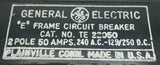 General Electric TE22050 2 Pole Circuit Breaker 50A 240VAC 1 PH Bolt On