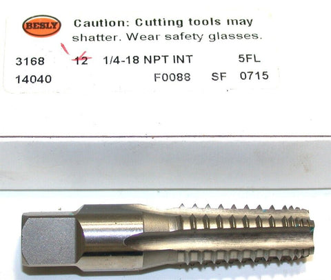 Besly 1/4"-18 NPT 5 Flute 3168 Taper Pipe Tap 14040 New