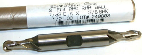 Weldon 7/32" 3/8" Shank 2 Flute HSS Ball Double End Mill 27922 New