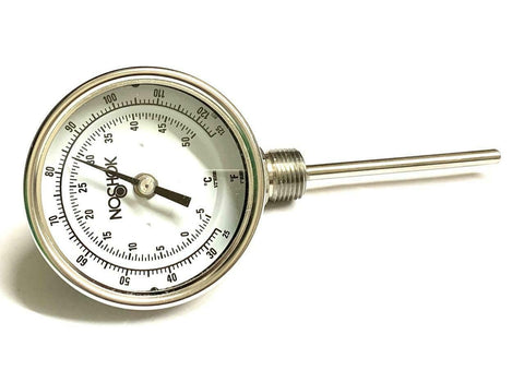 Noshok 30-300-040-25/125-F/C Bimetal Thermometer 4" Stem 1/2" NPT 25°/125° F/C