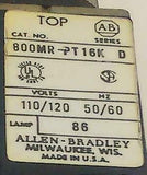 Allen Bradley  800M-PT16K  White Clear Momentary Pushbutton NO CONTACT BLOCK