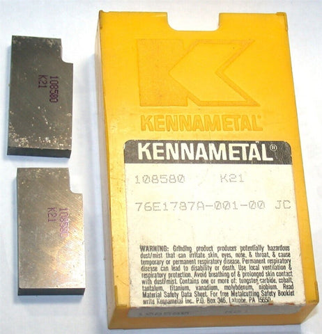 Lot of 2 New Kennametal Carbide Tool Bits 108580 K21
