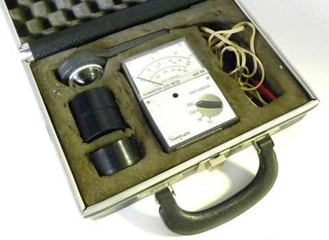 SIMPSON 408 ILLUMINATION LEVEL METER WITH CASE 0-500 FOOT-CANDLES