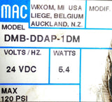MAC 92B-BAB-000-DM-DDAP-1DM Solenoid Valve Assembly 24VDC Coil 20-120 PSI