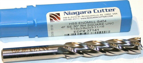 Up to 3 New Niagara Cutter 7/16" diameter 3/8" shank 4 Flute HSS End Mill 37141