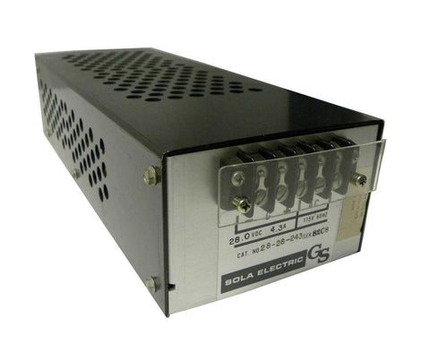 SOLA ELECTRIC POWER SUPPLY 28 VDC @ 4.3 AMPS MODEL 28-28-243 - SOLD AS IS