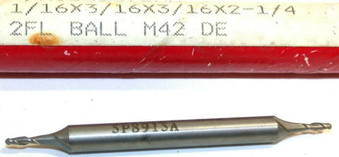 Regal Beloit 1/16 Diameter 3/16 Shank 2 Flute Double End HSS Ball End Mill 51376