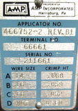 AMP 466752-2 Side Feed Terminal Tool Press Applicator 66661 Rev-B1