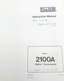 Fluke Model 2100A Digital Thermometer Instruction Manual