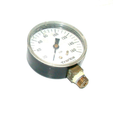 TRERICE  9185-05  BOTTOM MOUNT AIR PRESSURE GAUGE 1/4 NPT 0-160 PSI 2-1/2" FACE