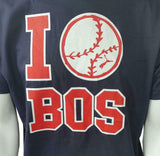 Puma Men's I Love Boston Baseball Navy Short Sleeve Shirt Size Large